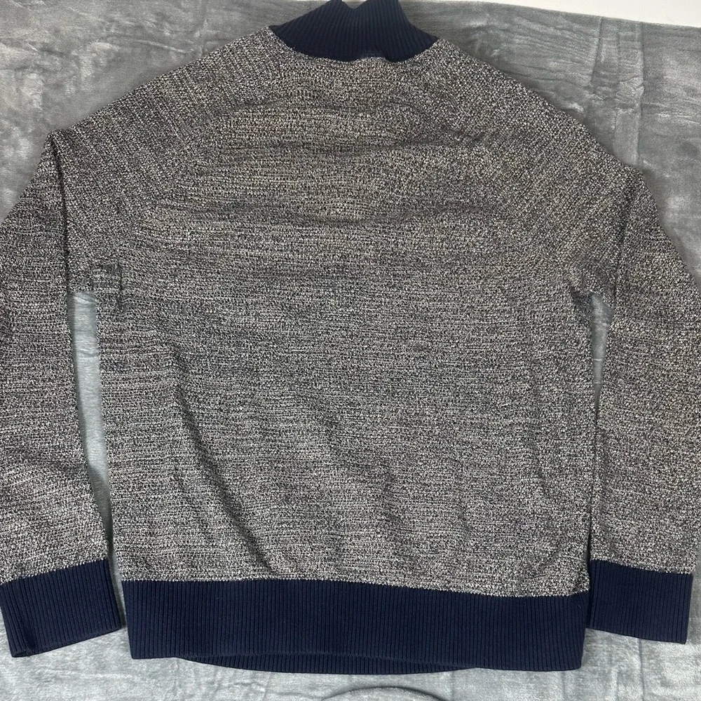 Banana Republic Heritage Rag Knit Henley Sweater Mens XL Navy Gray Preppy‎ Money